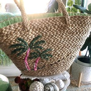 🌴🌸New! Large Seagrass Polka Dot Lined beach/Basket Bag